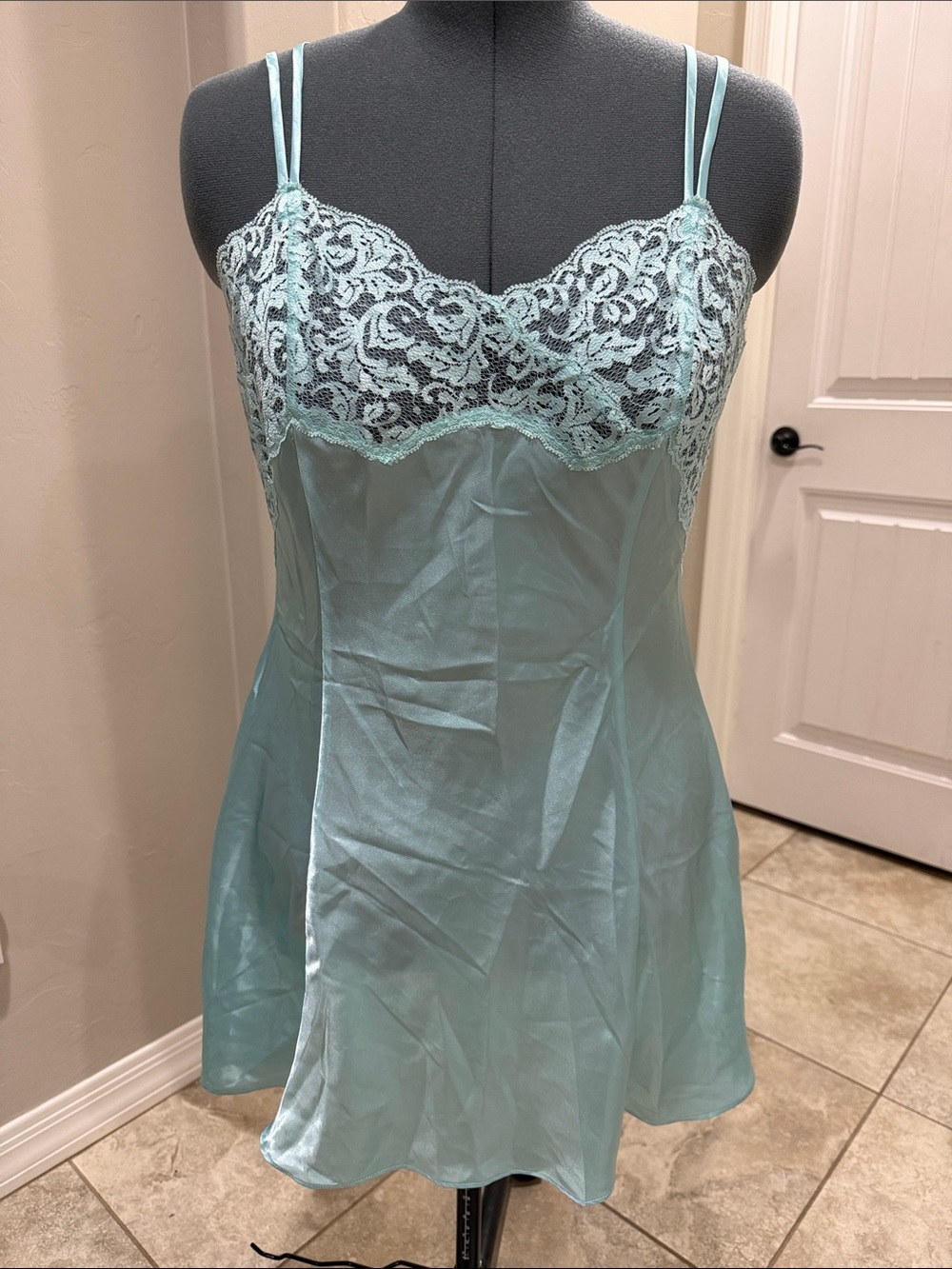 Victoria's Secret Aqua Lace-Trim Slip